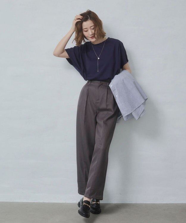 WEGO 【2026春夏新作】接触冷感フレンチスリーブT ネイビー