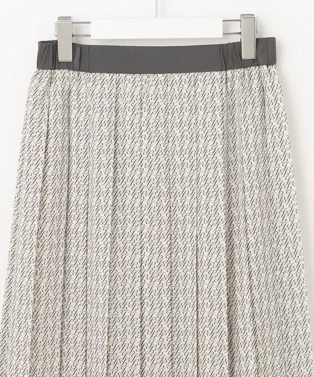 自由区 【セットアップ対応・洗える】モノグラムプリント スカート ベージュ×スレート