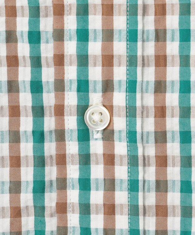 J.PRESS MEN 風が通るシアサッカーの清涼感【吸水速乾 / 高通気性】【クールマックス】サッカーギンガムチェック シャツ / B.D. グリーン系3