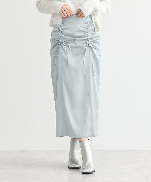 earth music&ecology フロントドロストリボンナロースカート Mint Green