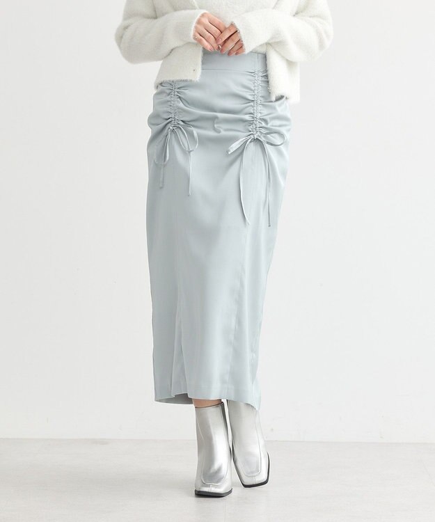 earth music&ecology フロントドロストリボンナロースカート Mint Green