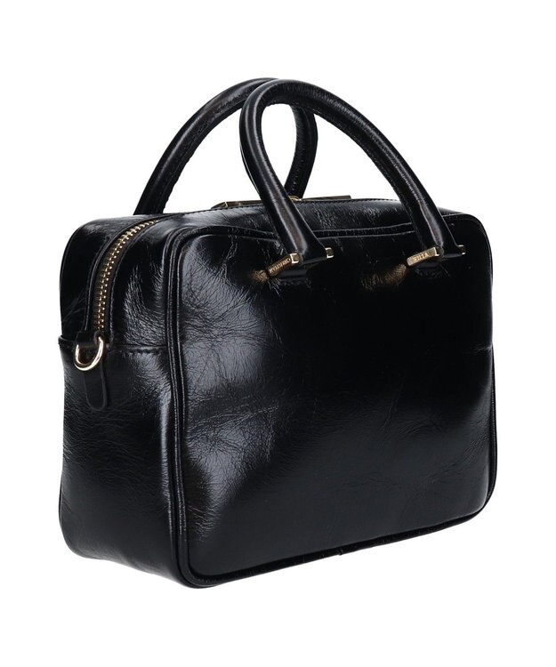 INTER-CHAUSSURES 【CHRISTIAN VILLA】スクエアレザーハンドバッグ ブラック