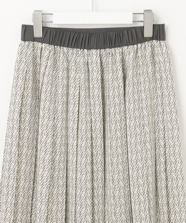 自由区 S 【セットアップ対応・洗える】モノグラムプリント スカート ベージュ×スレート