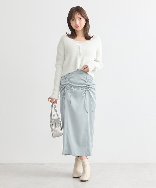 earth music&ecology フロントドロストリボンナロースカート Mint Green