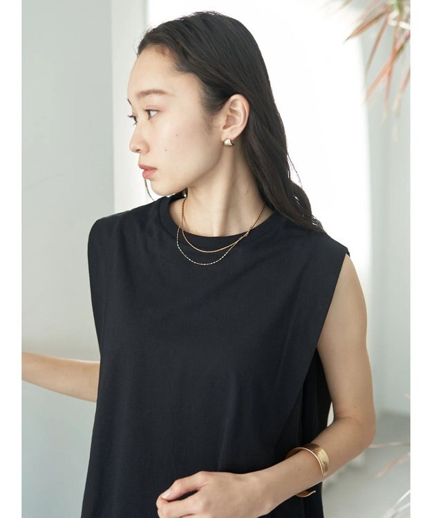 earth music&ecology ボクシーノースリーブチュニック Black