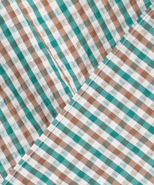 J.PRESS MEN 風が通るシアサッカーの清涼感【吸水速乾 / 高通気性】【クールマックス】サッカーギンガムチェック シャツ / B.D. グリーン系3