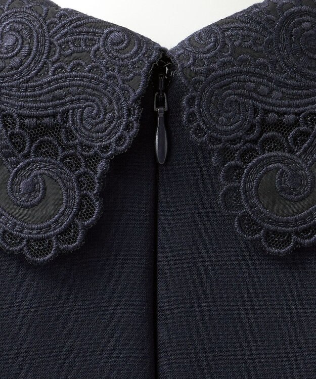 23区 S 【R(アール)】ダブルクロス レース襟 ワンピース ネイビー系