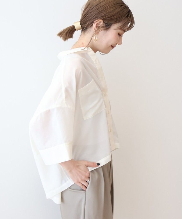 AMERICAN HOLIC Wポケットシアー半袖シャツ Ivory