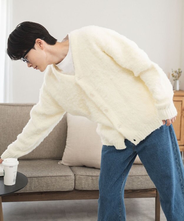 WEGO モヘアライクBIGカーディガン ホワイト