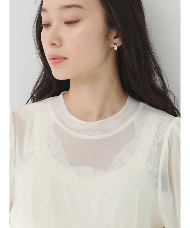 earth music&ecology ５分袖シアーインナー White