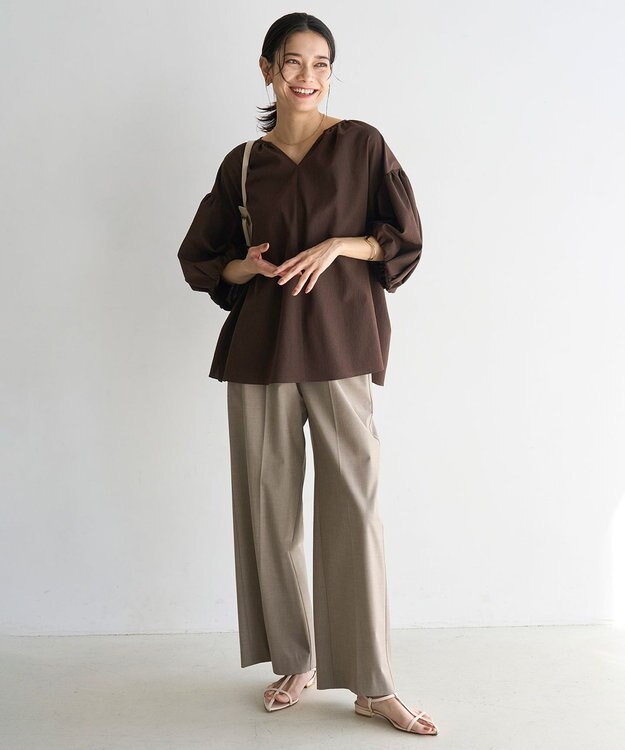 UNFILO BREEZEMOVE ボリュームブラウス ブラウン