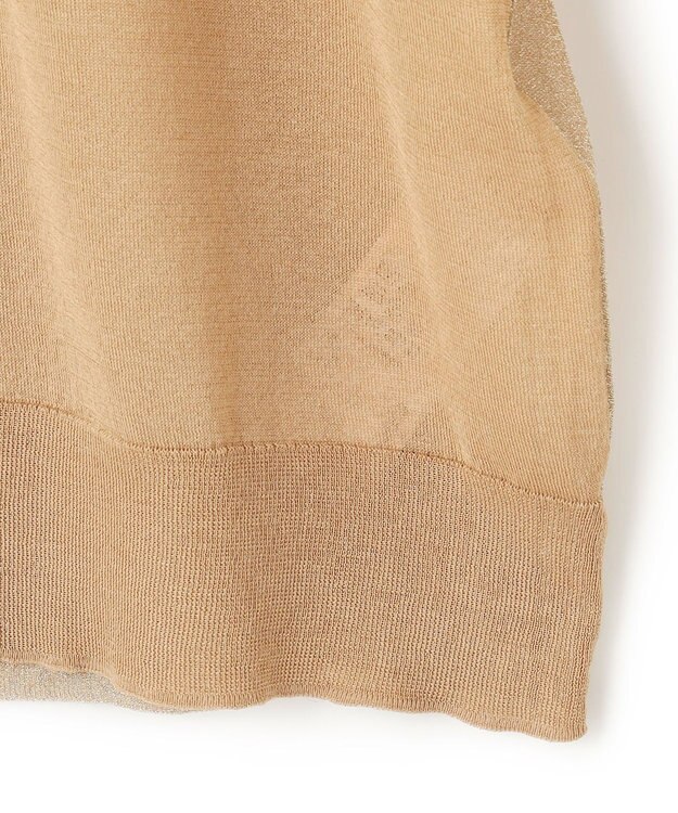 ICB L 【洗える】 マーセライズコットンシアー カーディガン チノベージュ×ゴールド系