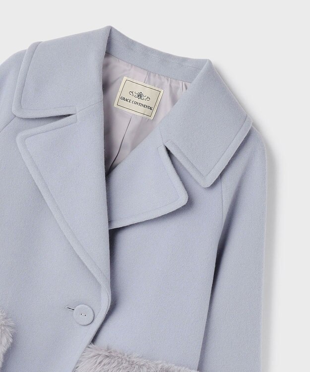 GRACE CONTINENTAL ファーポケットピーコート サックス