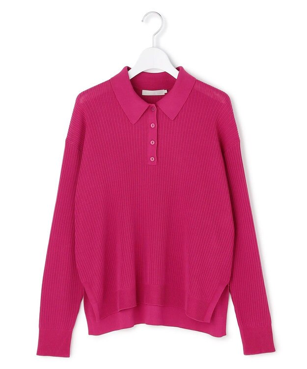 ICB L マーセライズコットンポロ ニット フューシャ