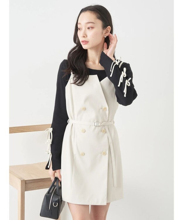 earth music&ecology トレンチ風キャミミニワンピース Ivory