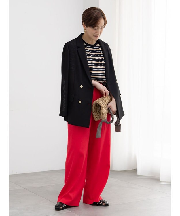 Te chichi レーヨンリネンストレートパンツ レッド