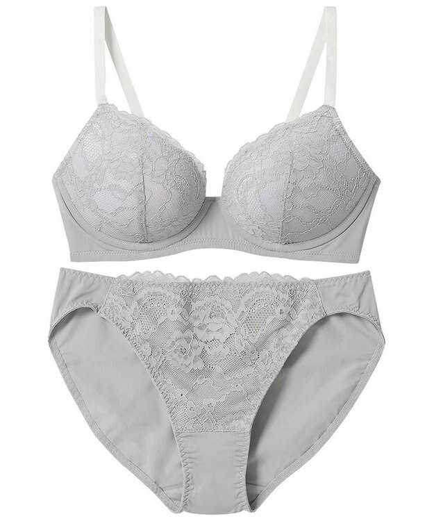 AMPHI ノンワイヤーブラ ショーツセット モールドカップを使用 自然なまるみのあるバストシルエット 【ノンワイヤーブラ＆ショーツセット】 上下セット ブラ BCC234 アンフィ／ワコール グレー