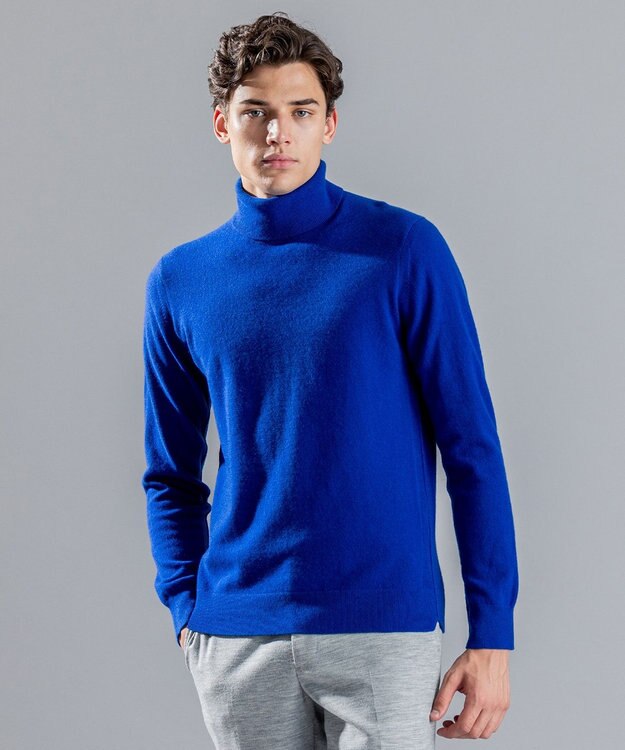 JOSEPH HOMME 【LEON 2月号掲載】ピュアカシミヤ　タートルネックニット ブルー系