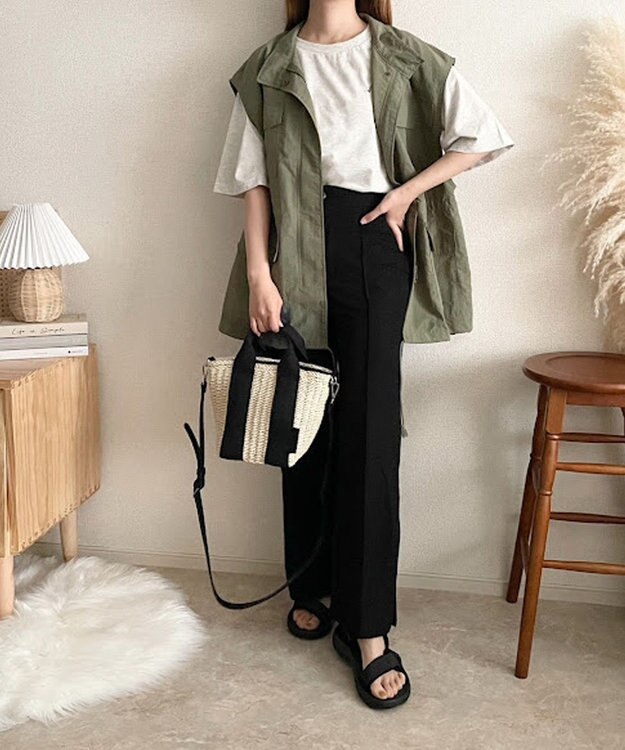 LA BAGAGERIE 【maison vert】【ペーパー素材使用】2WAYかごバッグ ブラック×アイボリー