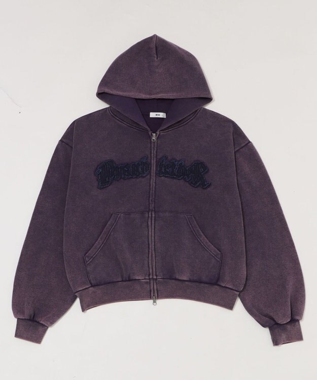 WEGO 【ユニセックス着用ITEM/MLサイズ展開】ショートグラフィックZIPパーカー パープル