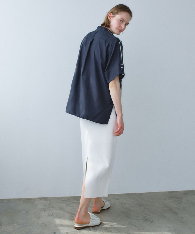 BEIGE， NADIA / 異素材ライン ストレッチニットスカート Ecru