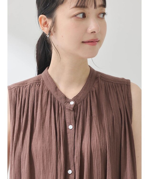 earth music&ecology 綿クレープワンピース（無地） Brown