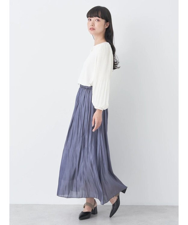 earth music&ecology シャイニーギャザースカート Charcoal Gray