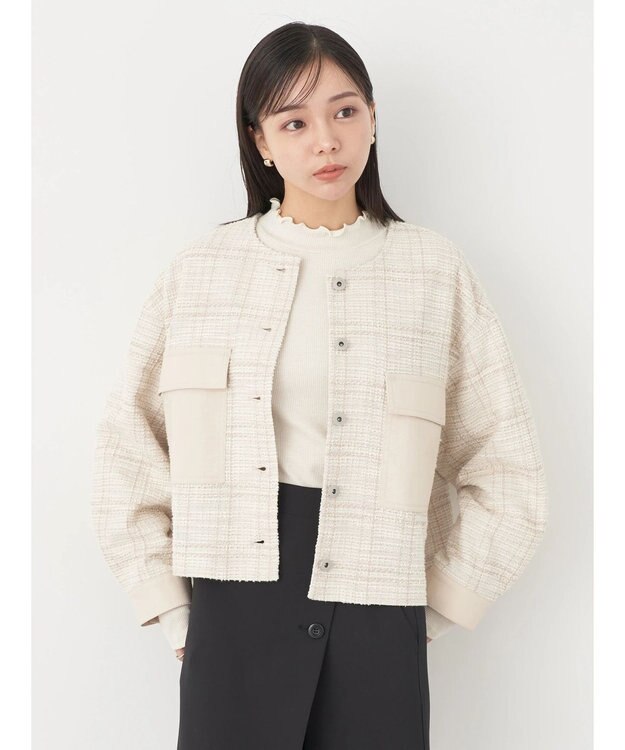earth music&ecology ツイードジャケット（ｃｈｅｃｋ） Ivory