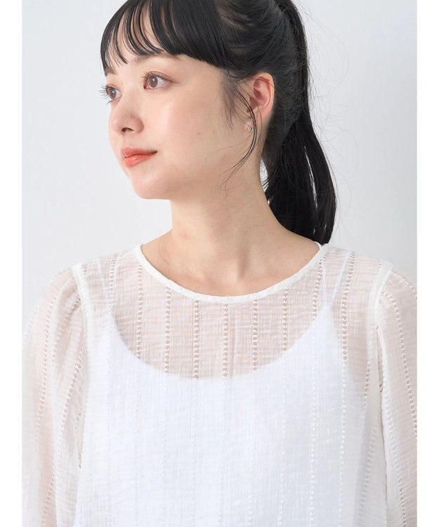 earth music&ecology キャンディースリーブシアーブラウス Off White