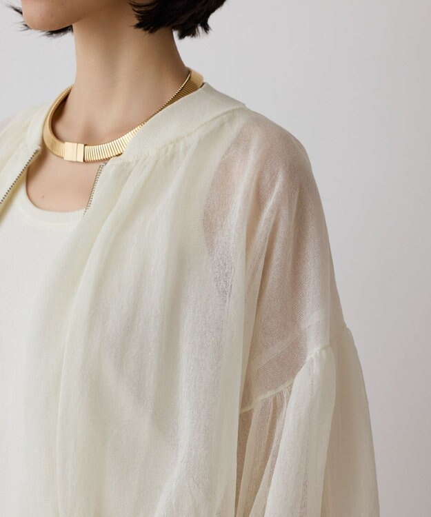 GRACE CONTINENTAL シアーニットバルーンジャケット ホワイト