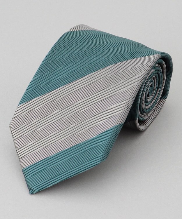 GOTAIRIKU GOTAIRIKU別注【日本製】シルク ネクタイ_ストライプ スモーキーグリーン系1