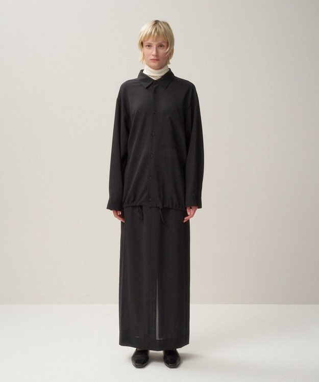 ATON WOOL LAWN | ストレートスカート CHARCOAL GRAY