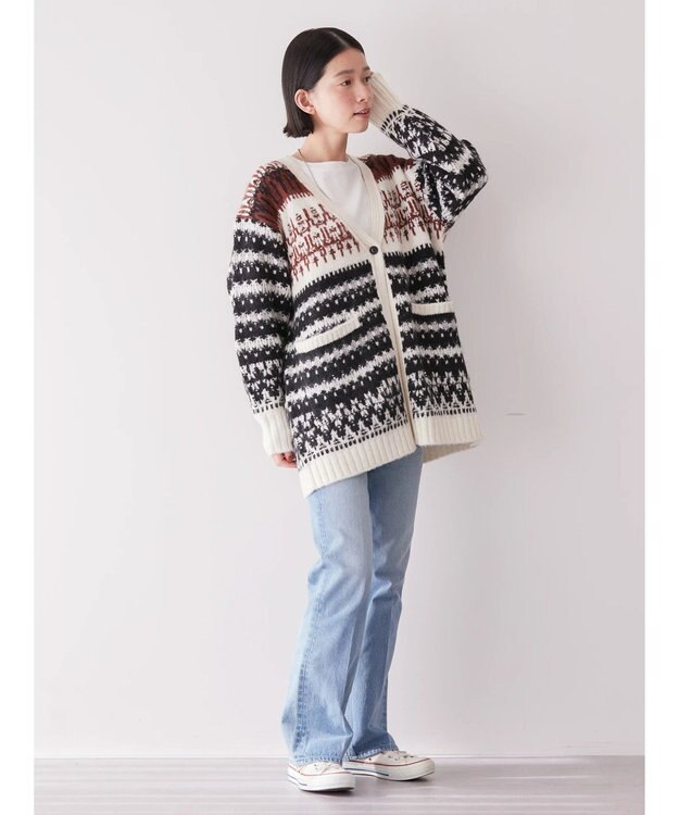 AMERICAN HOLIC フェアアイル柄ニットカーディガン Brown
