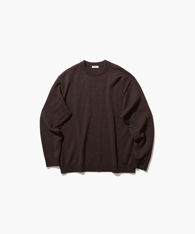 ATON WOOL WASHI | クルーネックセーター - UNISEX BROWN TOP