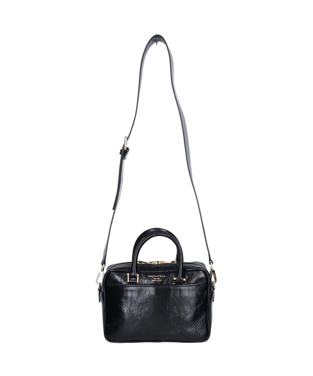 INTER-CHAUSSURES 【CHRISTIAN VILLA】スクエアレザーハンドバッグ ブラック