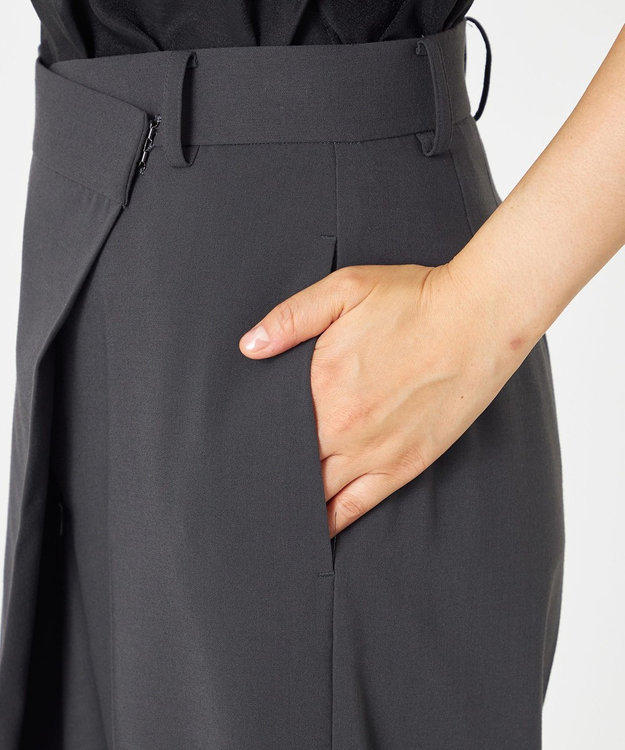 NAVE 【Nave・洗える】スパントロ ワイドラップパンツ グレー系