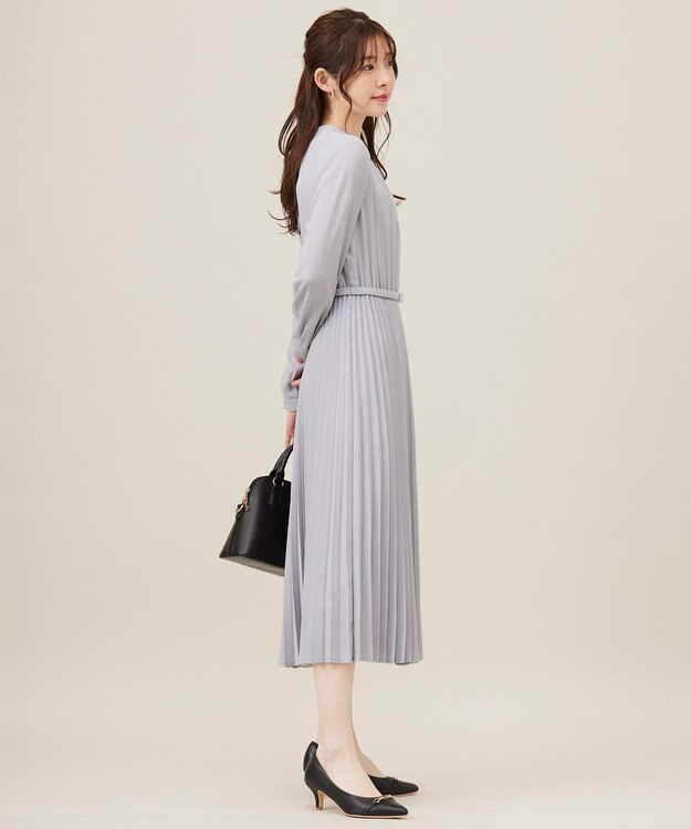 ANY SIS 【洗える】ノーブルプリーツ ワンピース スカイブルー