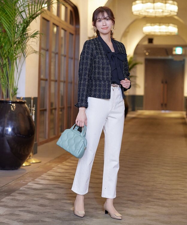 Tiaclasse 【新色追加・洗える】リボンタイブラウス ネイビー