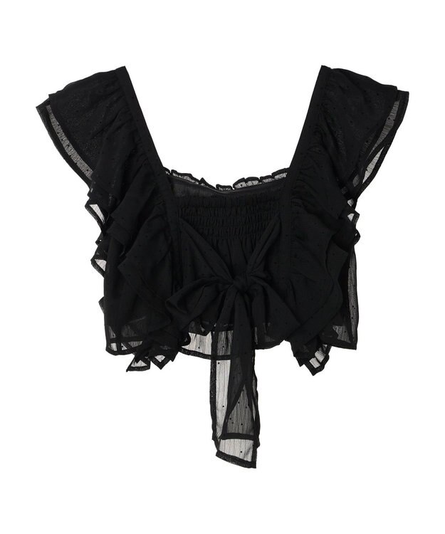 earth music&ecology フロッキードットフリルビスチェ Black