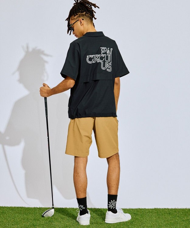 PW CIRCULUS 【撥水加工/ ストレッチ】【MEN】ハーフジップシャツ ゴルフ ブラック系