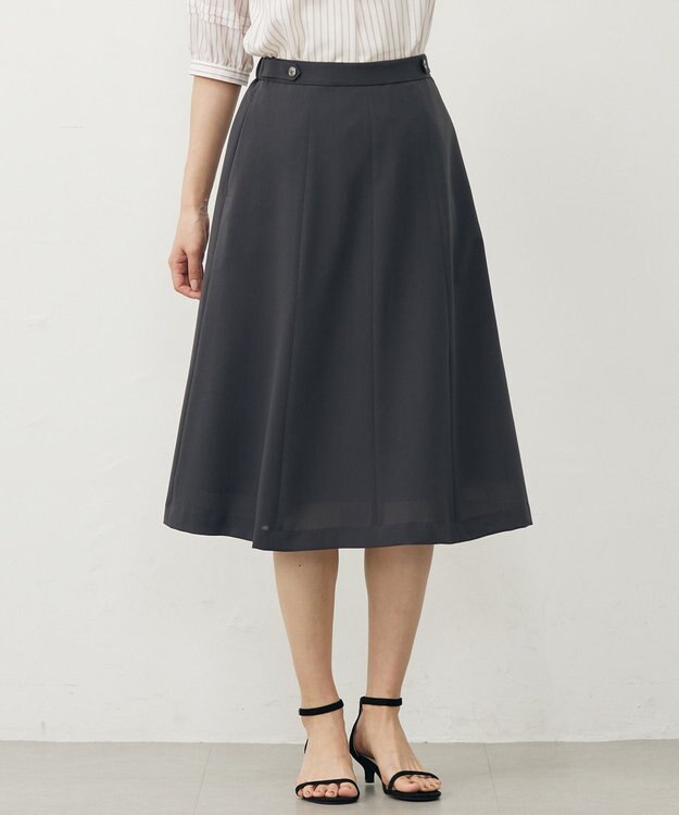 J.PRESS LADIES L 【洗える】フィネスボイル ミディ スカート スレート系