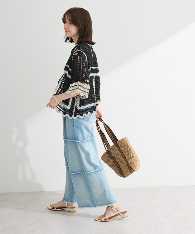 Green Parks ・ＥＬＥＮＣＡＲＥ　ＤＵＥ　カギ針風レースカーデ Ivory