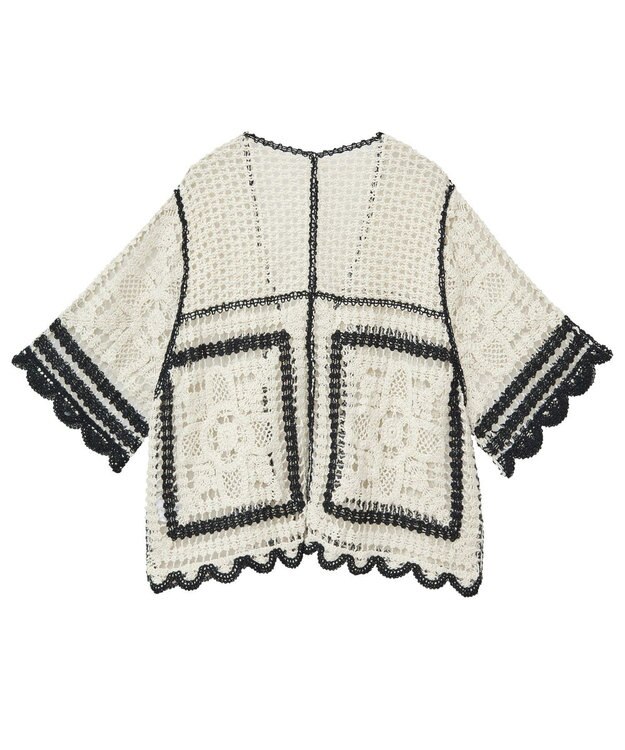 Green Parks ・ＥＬＥＮＣＡＲＥ　ＤＵＥ　カギ針風レースカーデ Ivory