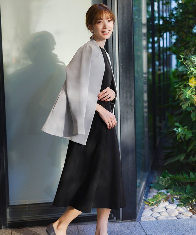 Tiaclasse 【ダブルストレッチ・洗える】カラーレスロングジャケット グレー