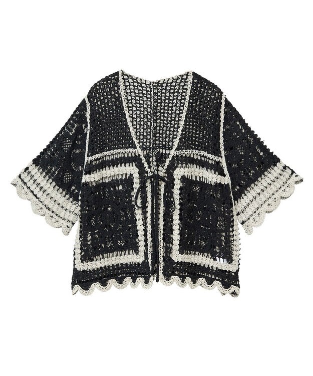 Green Parks ・ＥＬＥＮＣＡＲＥ　ＤＵＥ　カギ針風レースカーデ Ivory