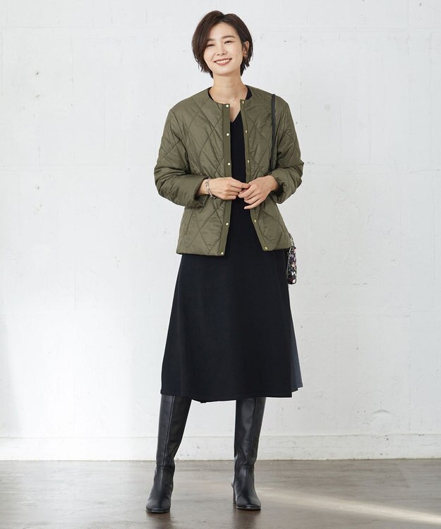 J.PRESS LADIES 高密度タフタ キルティング ショート コート カーキ系