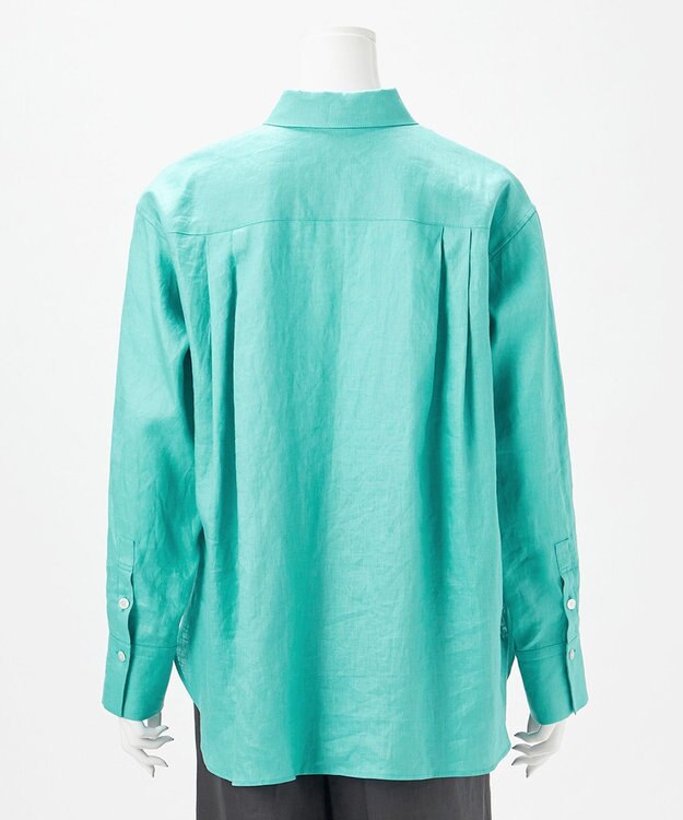 23区 【エステータ】チンツリネン オーバーサイズ シャツ ターコイズブルー系