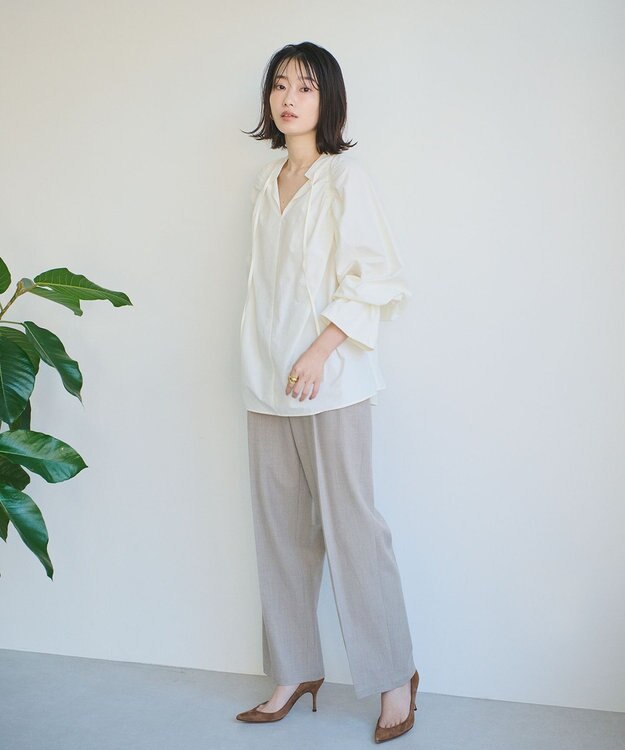 #Newans 【ANSWER for 骨格ナチュラル】ギャザーショルダーシャツ ホワイト系