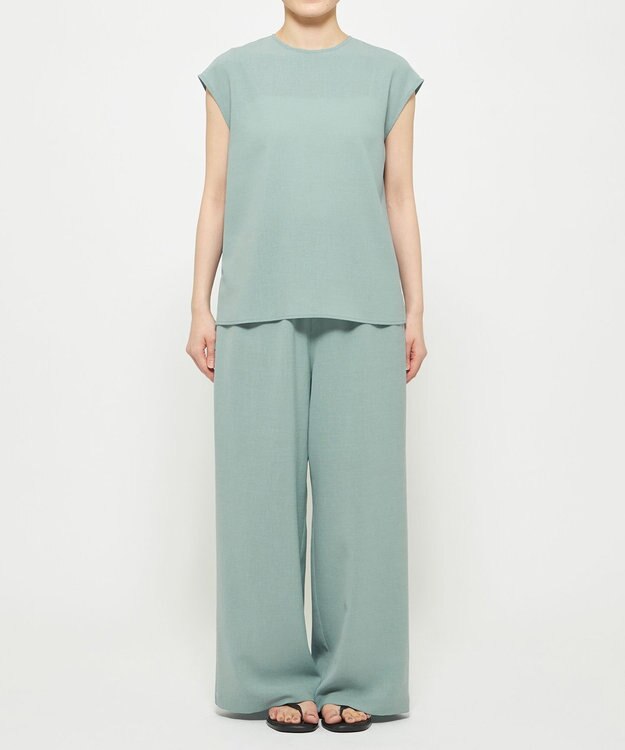 uncrave ドライタッチトロ ノースリーブブラウス アッシュブルー