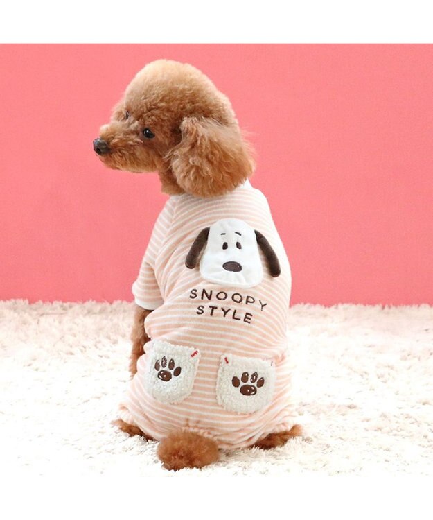 PET PARADISE スヌーピー サーモキープ  ロンパース 《フェイス柄》 小型犬 オレンジ